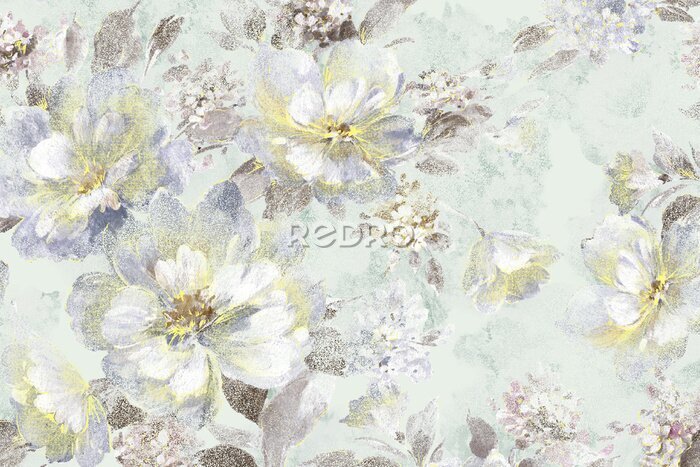 Fotobehang Witte delicate bloemen