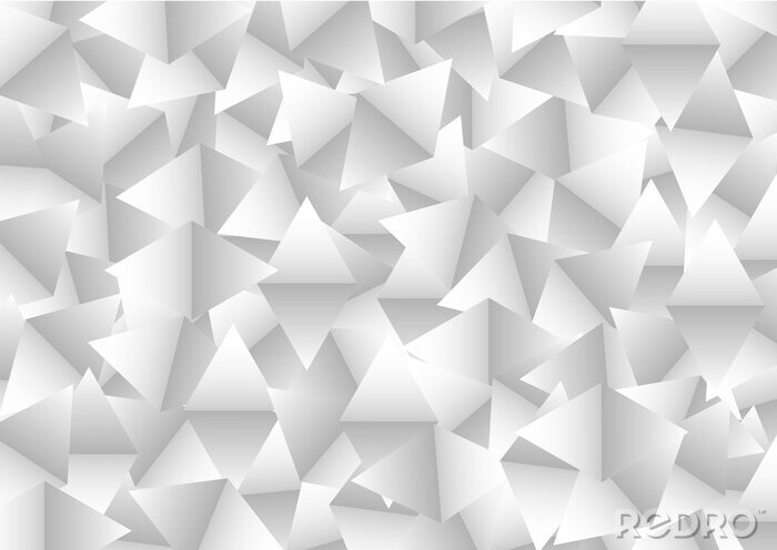 Fotobehang Witte en grijze 3D driehoeken