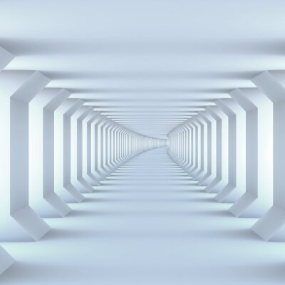 Fotobehang Witte futuristische tunnel met uitsparingen