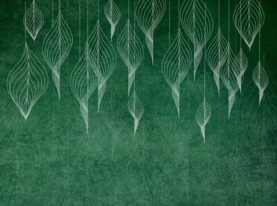 Fotobehang Witte geometrische vormen op een groene achtergrond