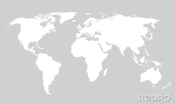 Fotobehang Witte kaart van de wereld op een grijze achtergrond