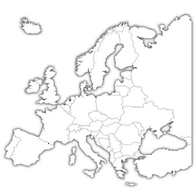 Fotobehang Witte kaart van Europa