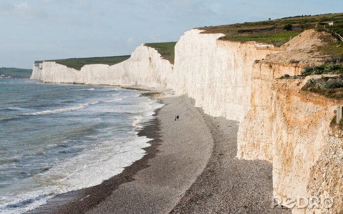 Fotobehang Witte kliffen boven de oceaan