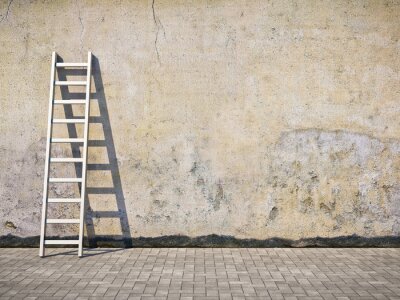 Fotobehang Witte ladder aan de muur
