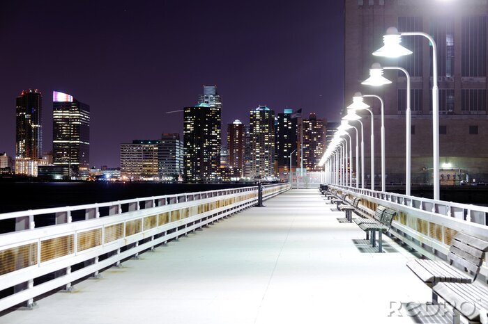 Fotobehang Witte lantaarns op de brug