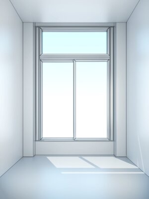 Fotobehang witte lege ruimte met venster