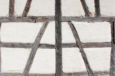 Fotobehang Witte muur met houten balken