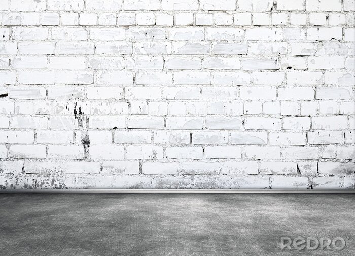 Fotobehang Witte muur met oude bakstenen