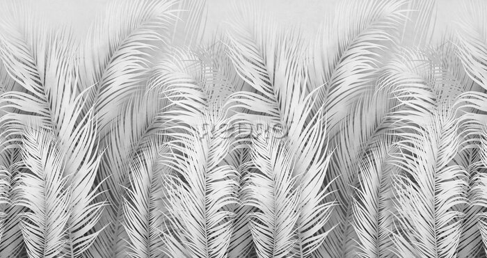 Fotobehang Witte palmbladeren
