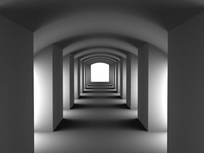 Fotobehang Witte tunnel met bogen