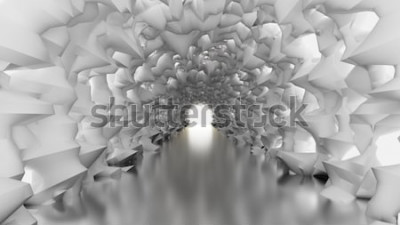 Fotobehang Witte tunnel met licht in de verte met een 3D-effect