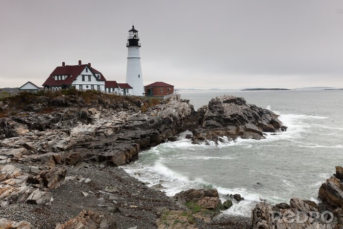 Fotobehang Witte vuurtoren in Maine