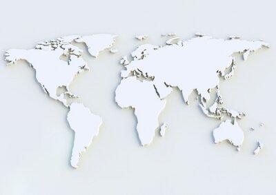 Fotobehang Witte wereldkaart 3D