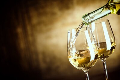 Fotobehang Witte wijn in sepia