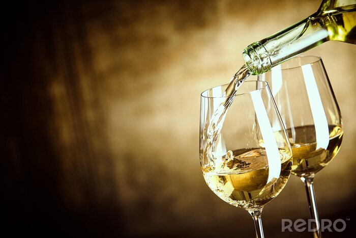 Fotobehang Witte wijn in sepia