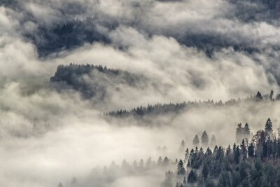 Fotobehang Wolken in de bergen