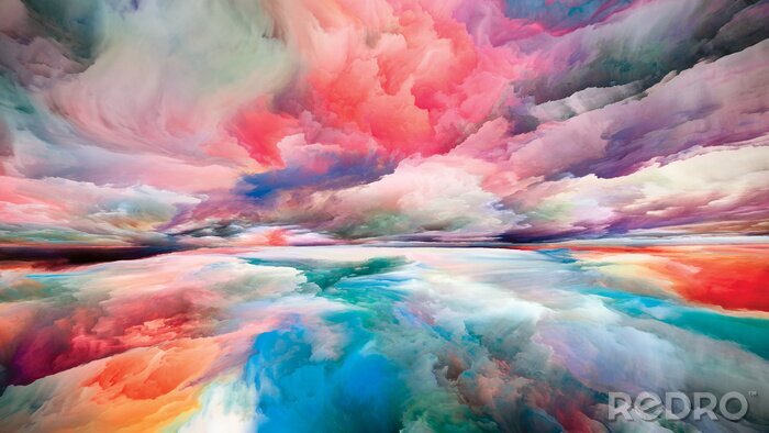 Fotobehang Wolken in regenboogkleuren