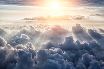 Fotobehang Wolken op een achtergrond van zon