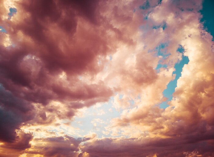 Fotobehang Wolken, zon en lucht