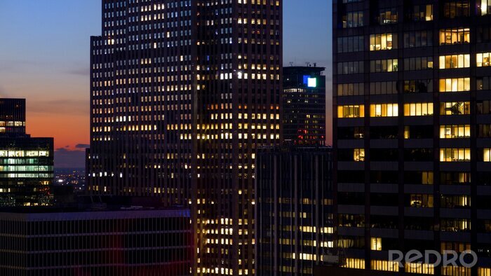 Fotobehang Wolkenkrabbers New York bij nacht