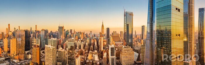 Fotobehang Wolkenkrabbers New York bij zonsopgang