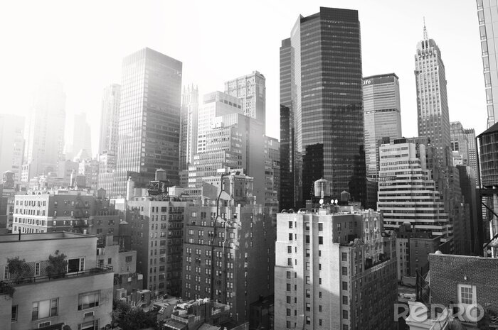 Fotobehang Wolkenkrabbers New York in zwart-wit