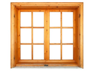 Fotobehang Wooden window niche isolated