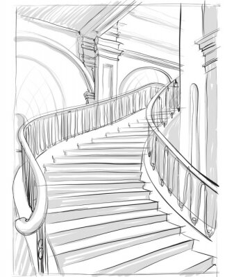 Fotobehang архитектурный рисунок лестницы