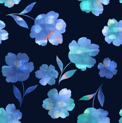 Blauwe bloemen steken af ​​tegen een donkere achtergrond