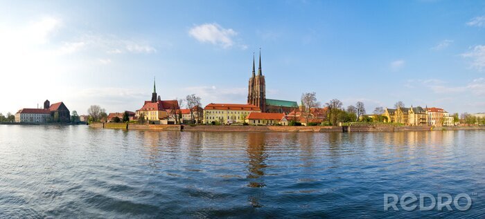 Fotobehang Panoramisch uitzicht op Wroc³aw