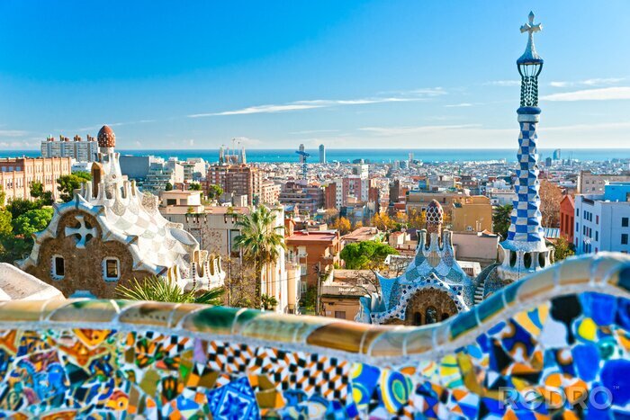 Fotobehang Park Guell in Barcelona, ​​Spanje.