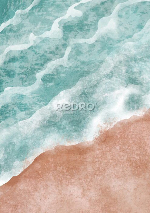 Fotobehang Zandstrand en turquoise water