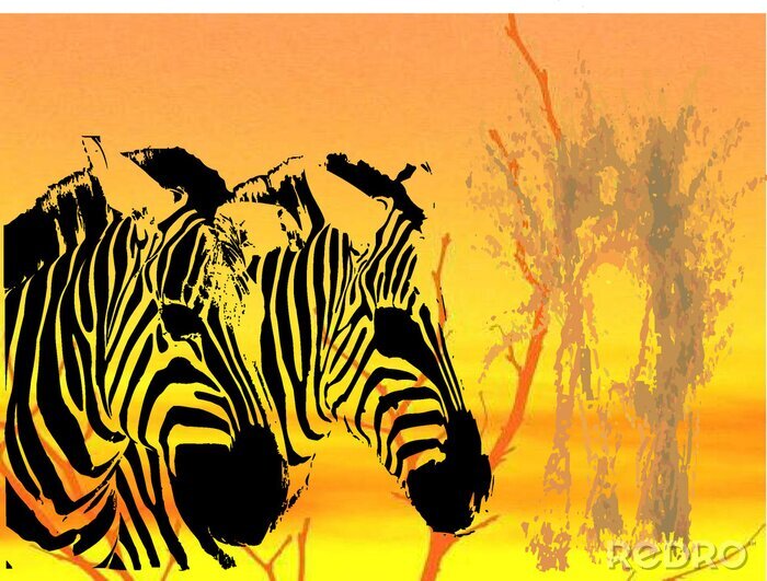 Fotobehang zebra achtergrond - vector illustratie