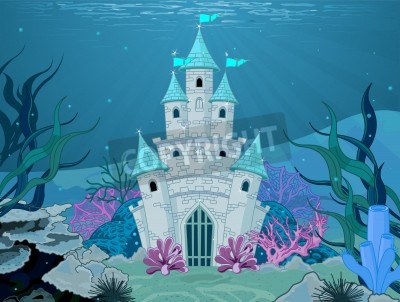 Fotobehang Zeemeermin onderwaterkasteel
