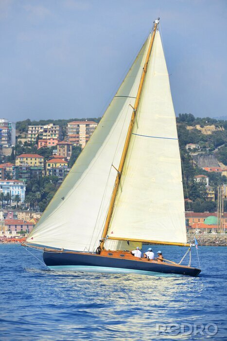 Fotobehang Zeilboot en de Italiaanse kust