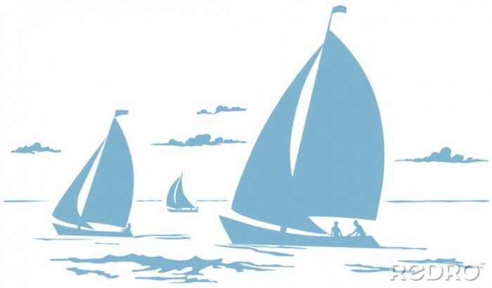 Fotobehang Zeilboten tekening