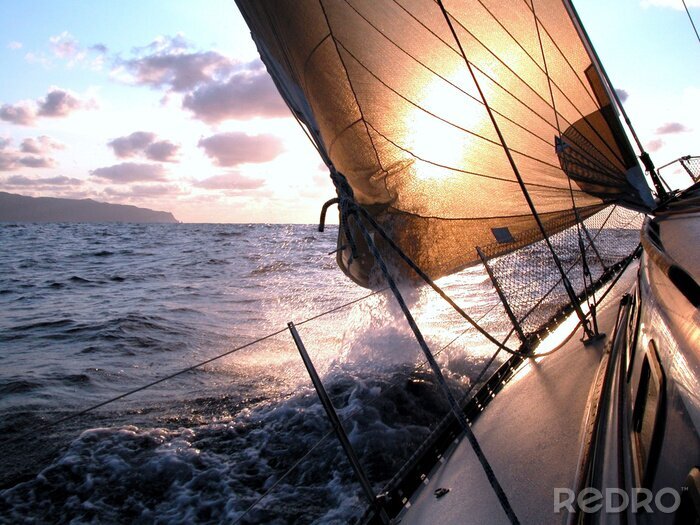 Fotobehang Zeilen bij dageraad