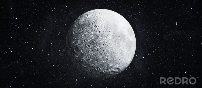 Fotobehang Zicht op de volle maan op een donkere sterrenhemelachtergrond