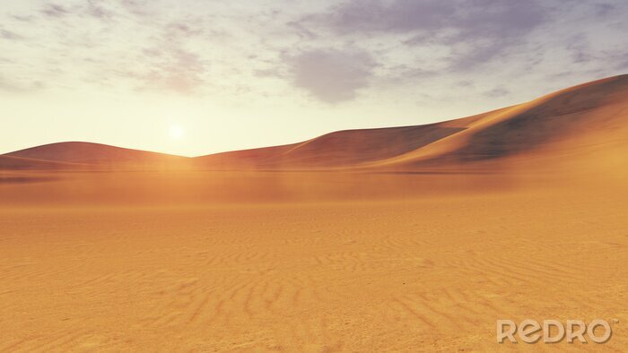 Fotobehang Zon achter de woestijn