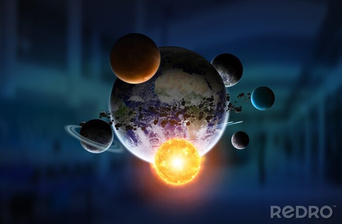 Fotobehang Zonnestelsel met de Aarde in het centrum