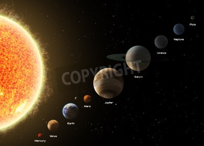 Fotobehang Zonnestelsel met de zon links