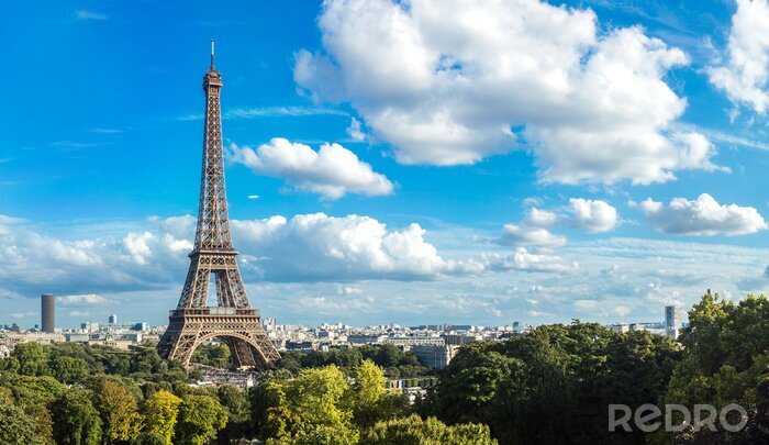 Fotobehang Zonnige dag en de Eiffeltoren