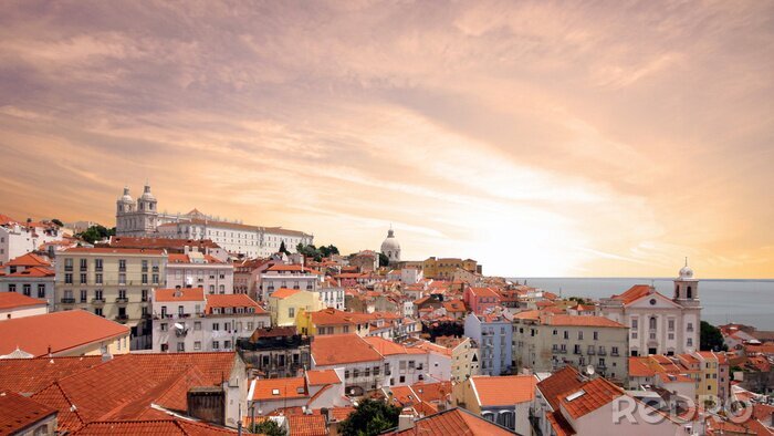 Fotobehang Zonsondergang boven Lissabon
