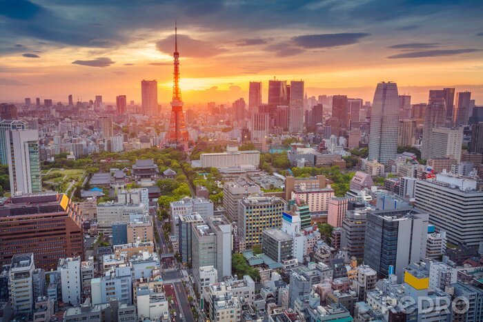 Fotobehang Zonsondergang boven Tokio