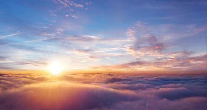 Fotobehang Zonsondergang in de wolken