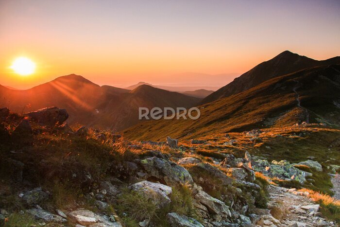 Fotobehang Zonsondergang in het Tatragebergte