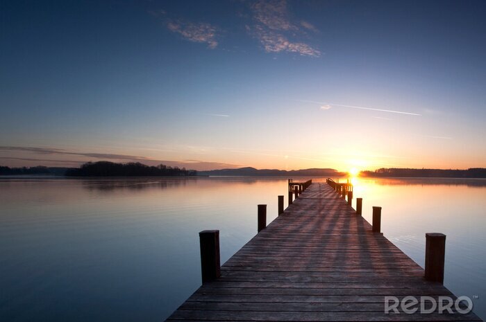 Fotobehang Zonsondergang op het meer