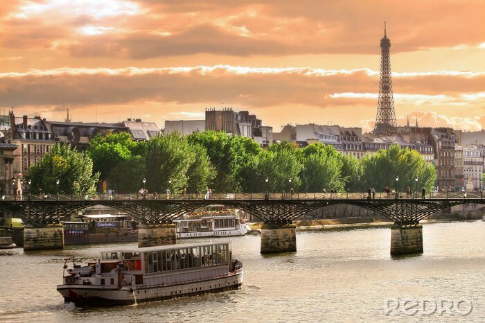 Fotobehang Zonsondergang over de Seine