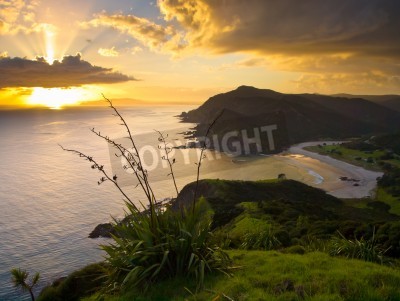 Fotobehang Zonsopgang aan de kust van Nieuw-Zeeland