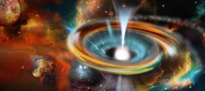 Fotobehang Zwart gat met een galaxy